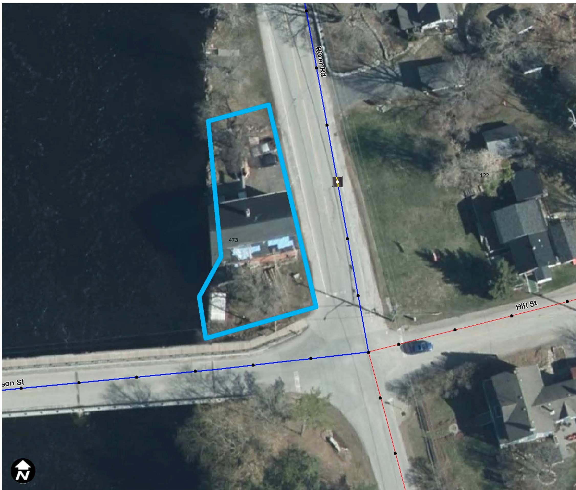 Aerial image showing 473 River Road in Appleton