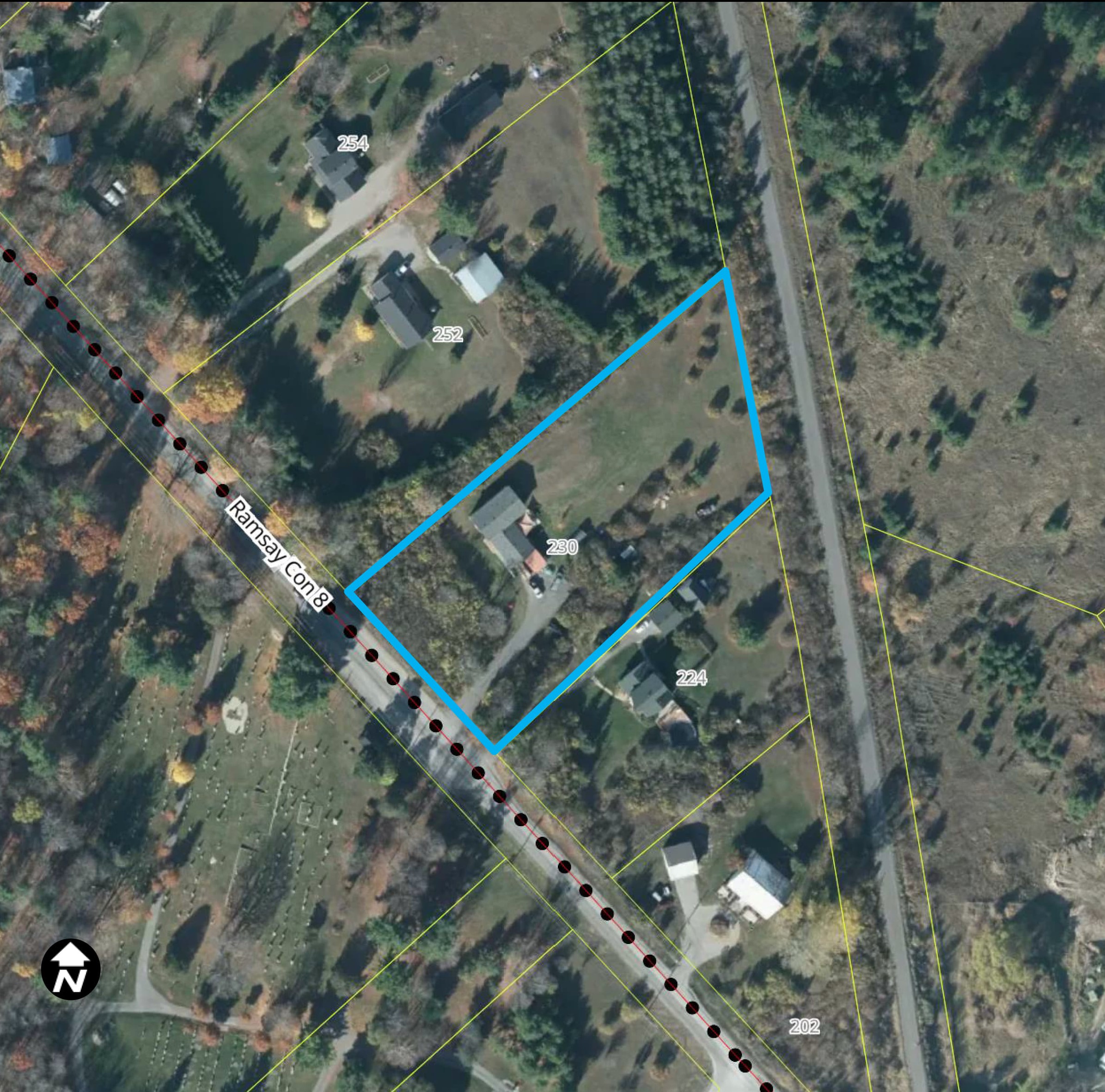 Satellite view of 230 Ramsay Concession 8, Municipality of Mississippi Mills