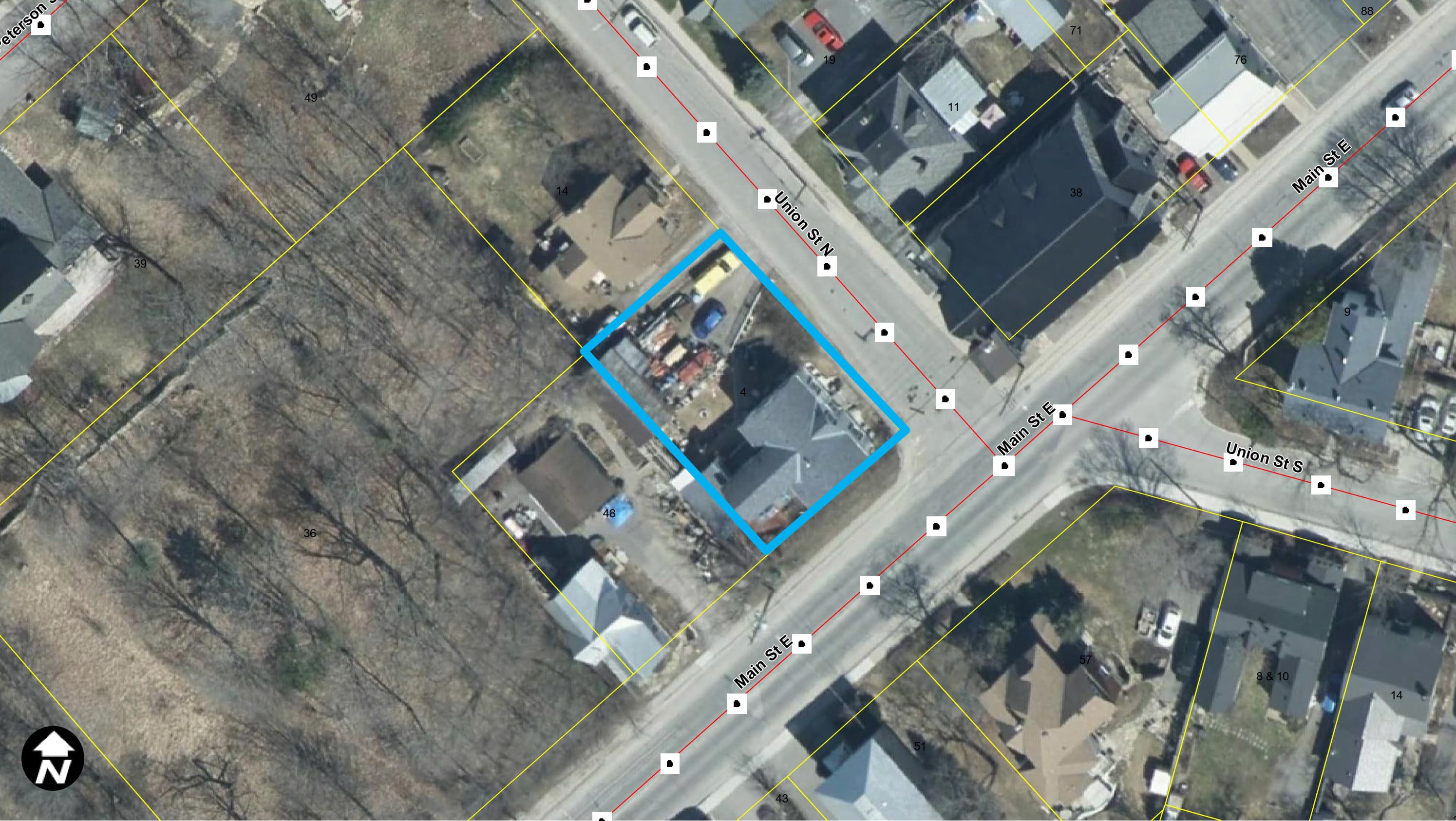 Satellite image of 4 Union Street in Almonte