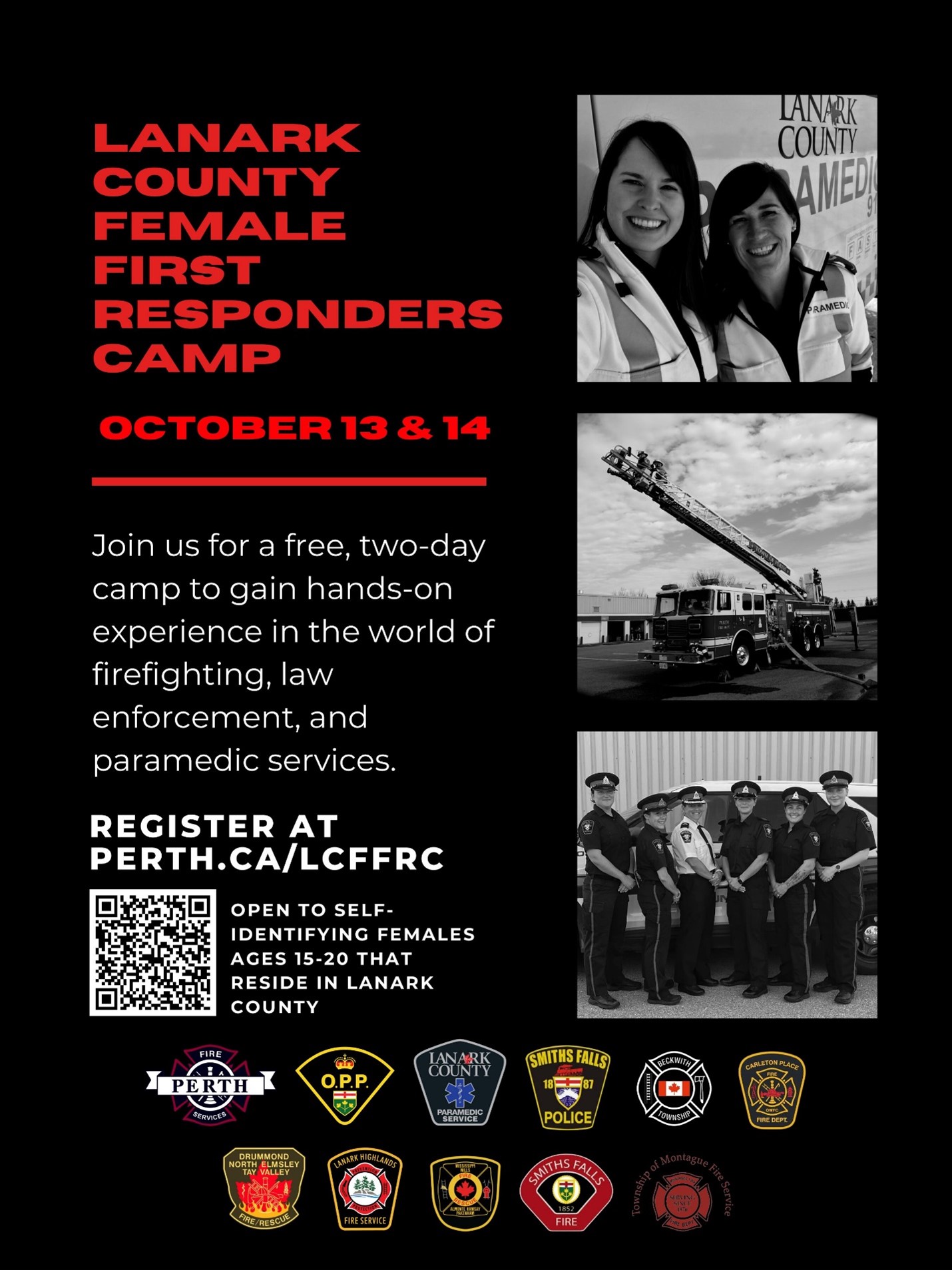 Lanark County Female First Responders Camp poster
