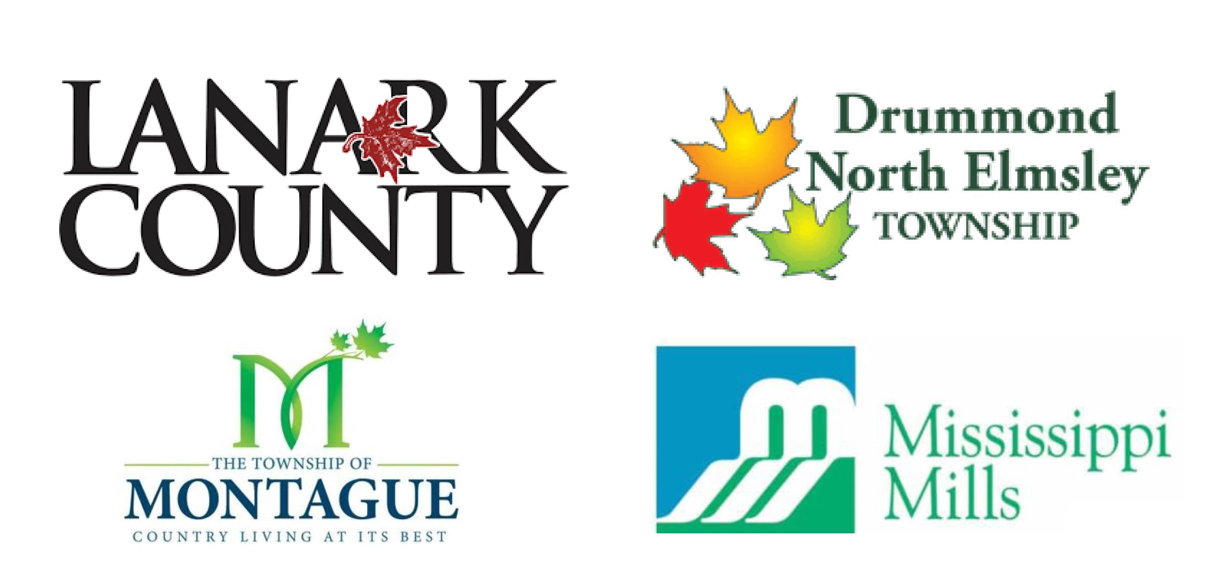 Logos of municipalities including Lanark County, Drummond/North Elmsley, Montague and Mississippi Mills
