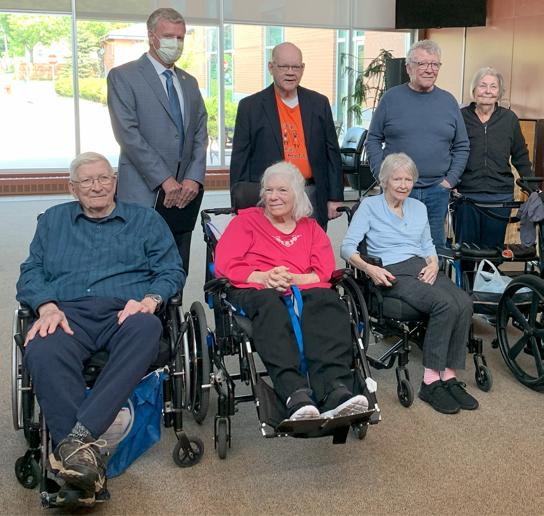 MPP John Jordan with residents of Fairview Manor at the announcement