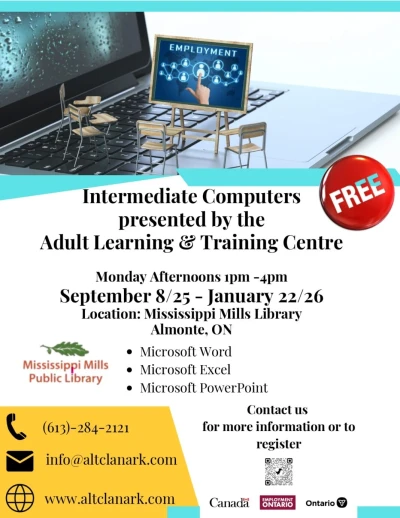 Poster advertising computer courses from Adult Learning & Training Centre