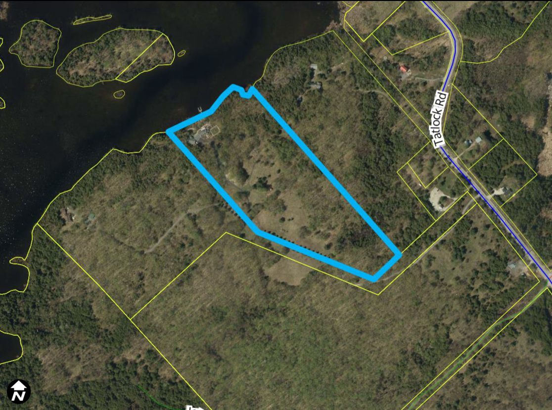 Satellite image of area marked in blue that is 2649 Tatlock Road, Ramsay Ward, Municipality of Mississippi Mills