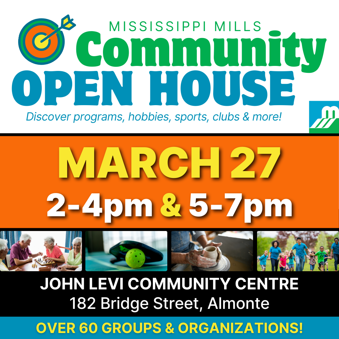 Graphic advertising MM Community Open House on March 27, 2025