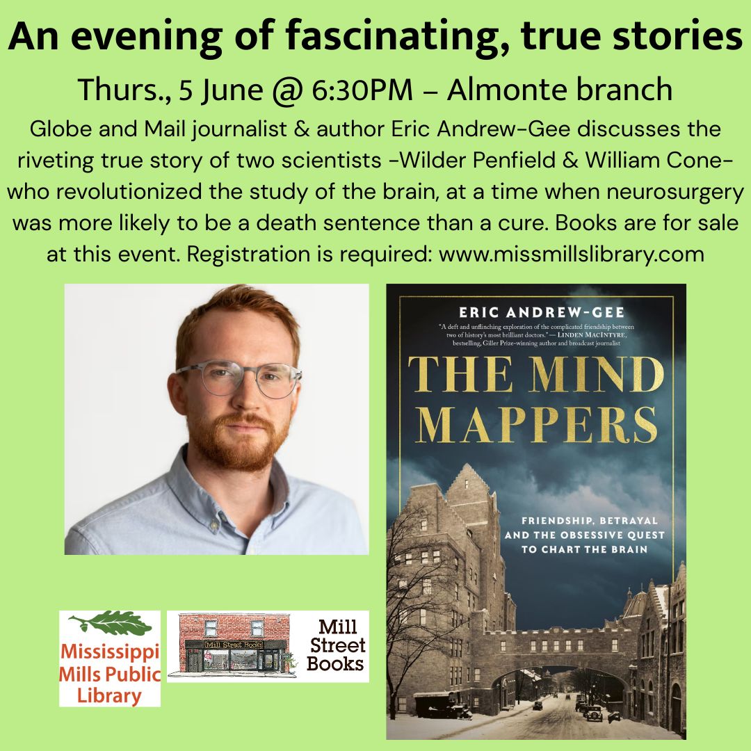 Graphic promoting MMPL author talk on June 5