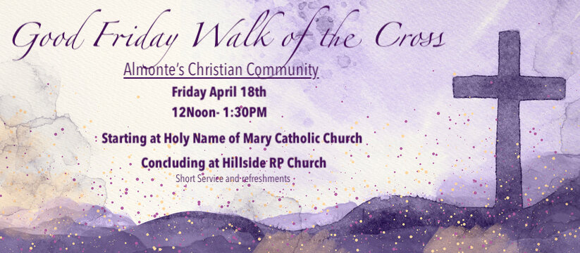 Graphic for 2025 Good Friday Walk of the Cross in Almonte