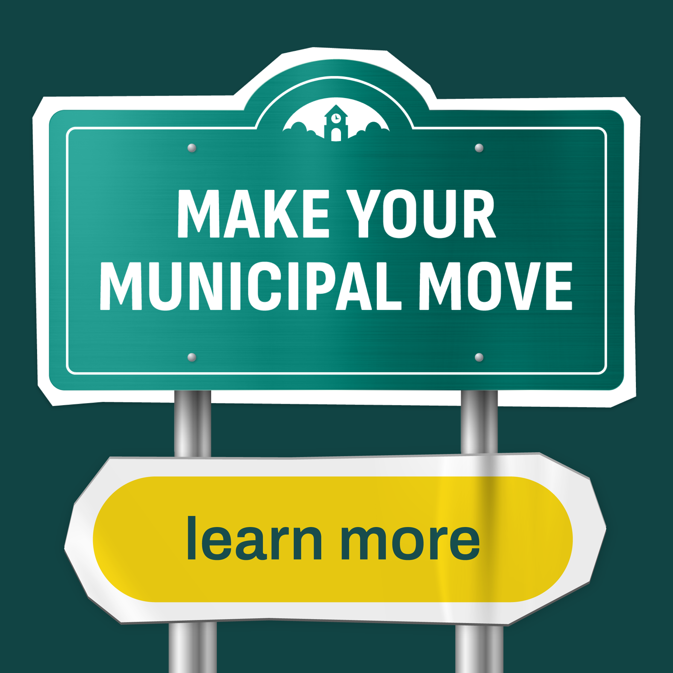 Green and yellow graphic promoting AMO's Make Your Municipal Move campaign