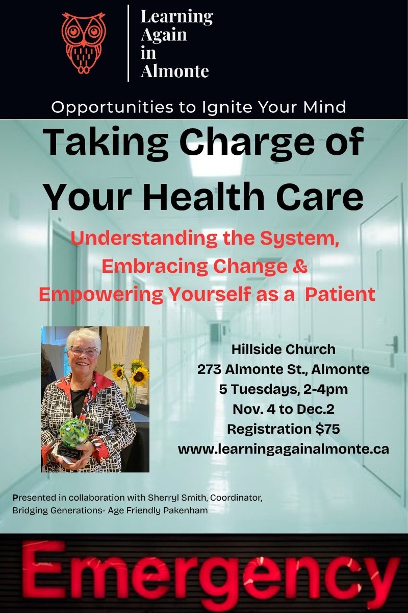 Learning Again in Almonte 5-Week Taking Charge of Your Health Care' poster
