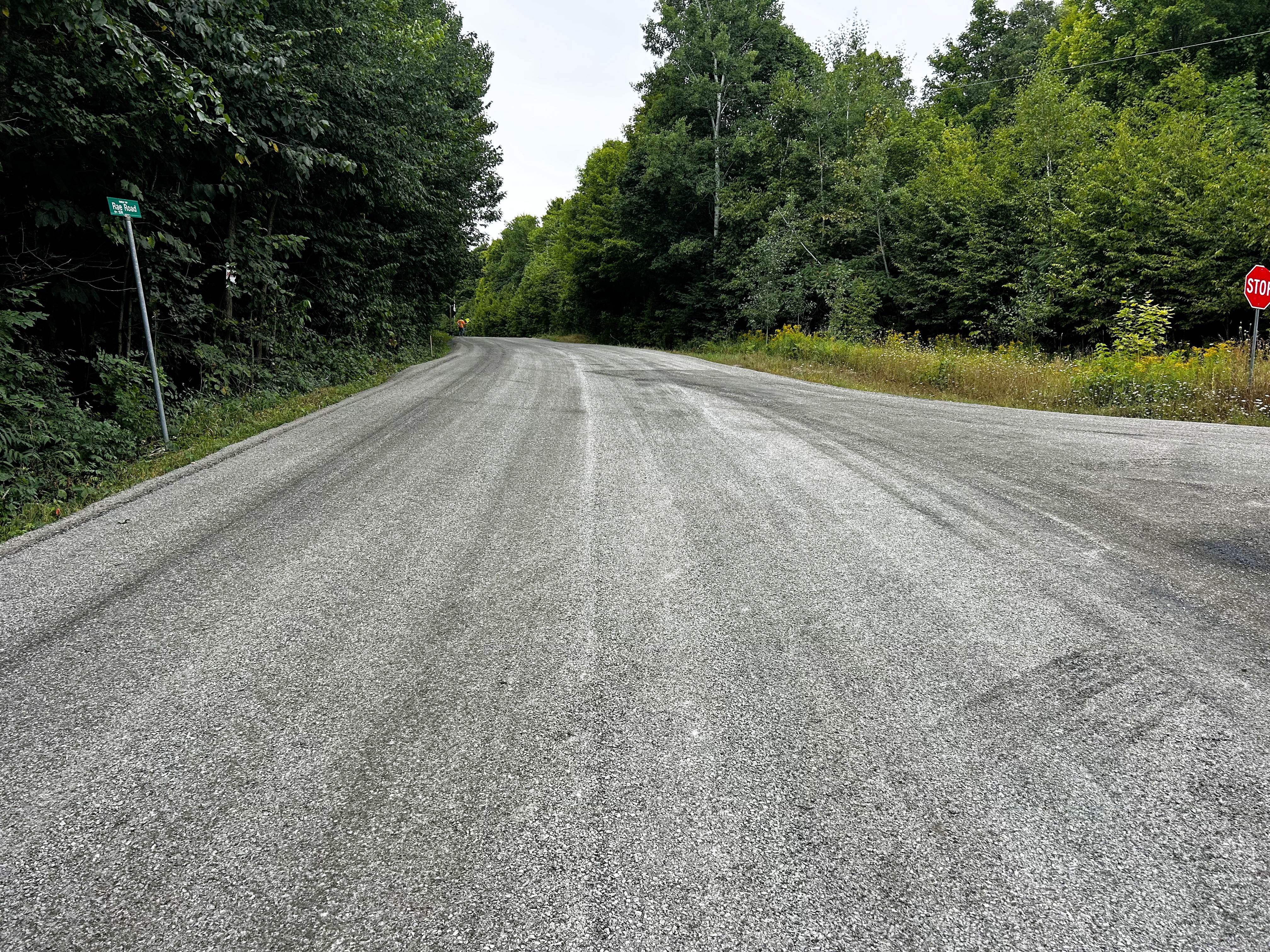 Completed surface treatment on rural road