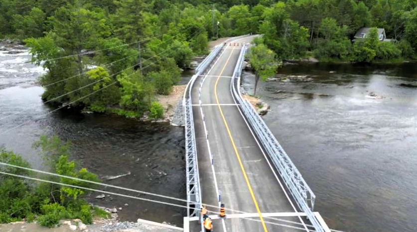 Drone shot of a new bridge