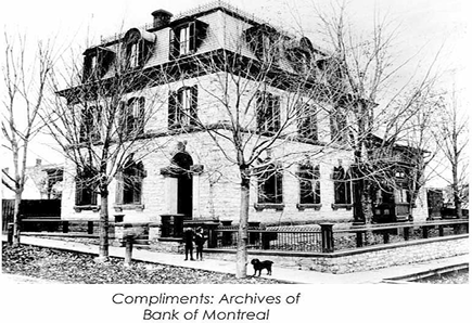 Black and white image of old stone building