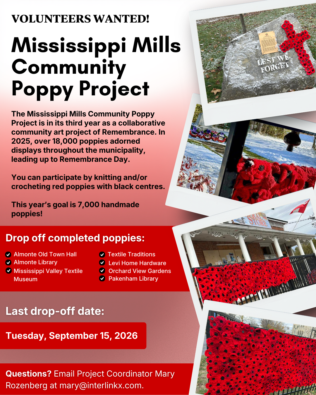 Graphic promoting 2026 Mississippi Mills Community Poppy Project