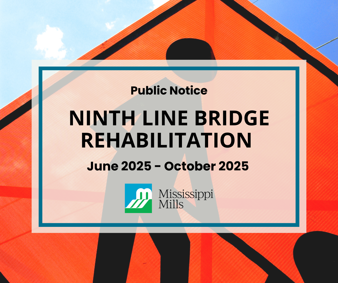 Graphic of public notice for Ninth Line Bridge rehabilitation