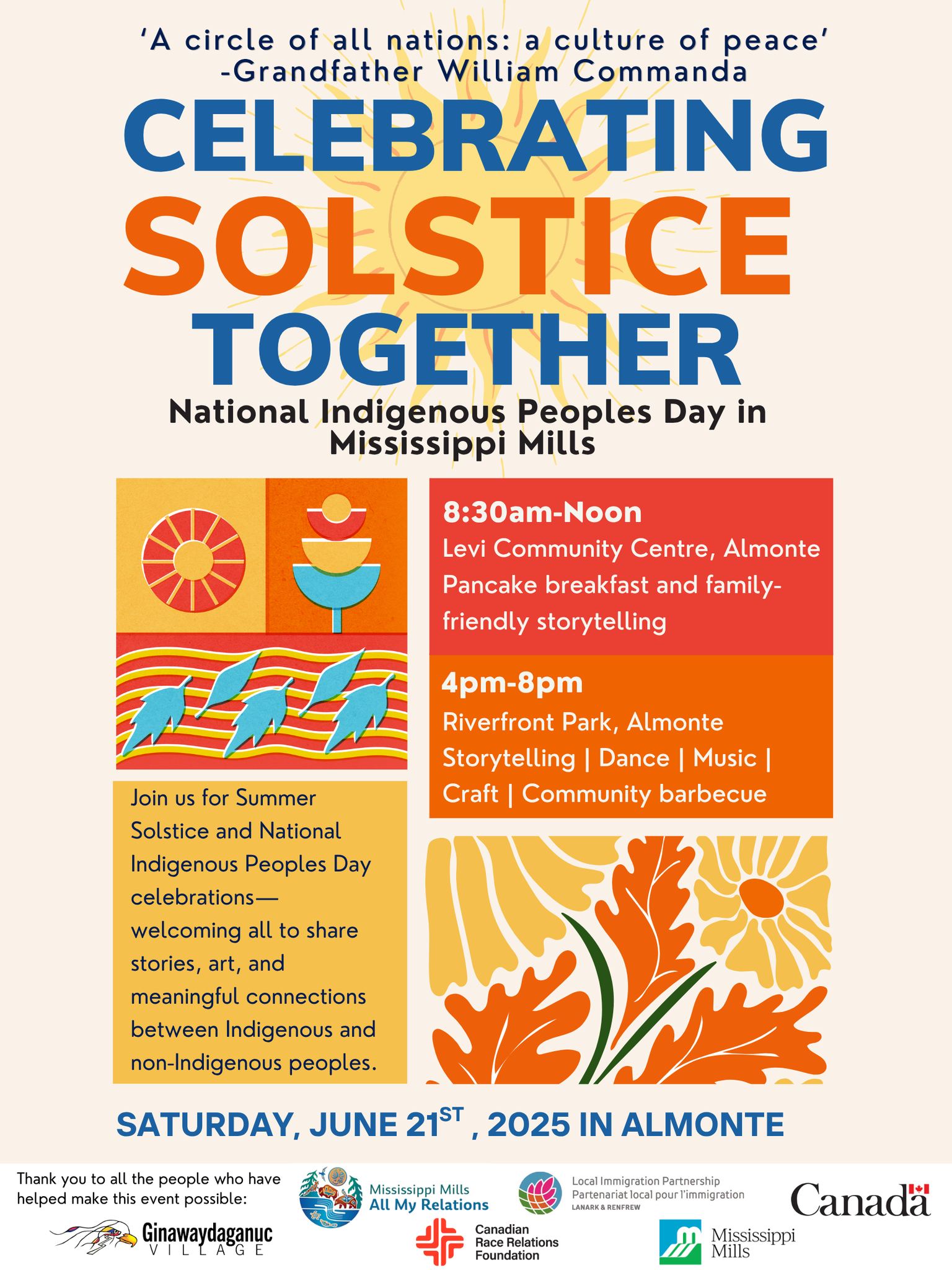 Poster promoting Celebrating Solstice Together event on National Indigenous Peoples Day