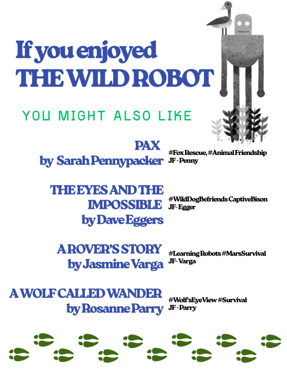 Graphic promoting books similar to 'The Wild Robot'