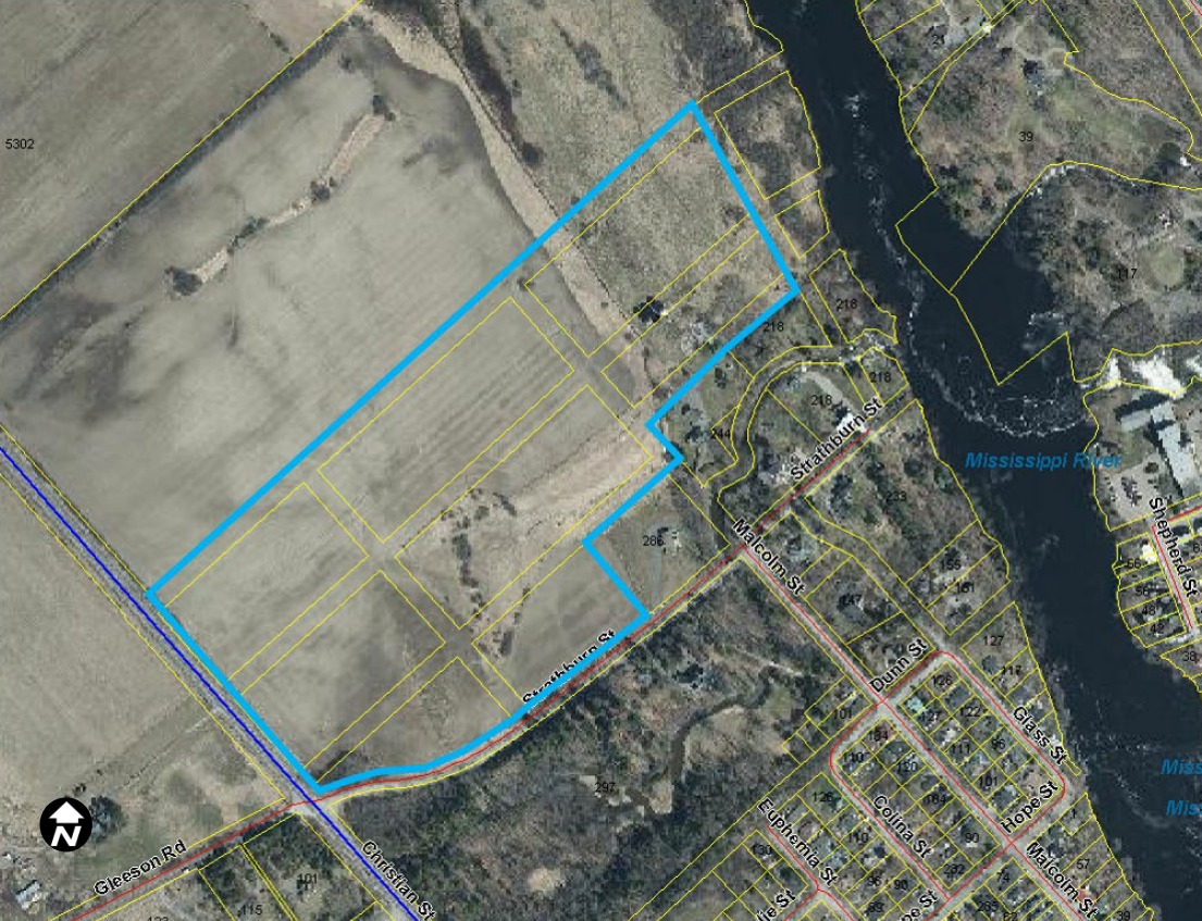 Satellite image of parcel of land on Strathburn Street, Town of Almonte, Municipality of Mississippi Mills