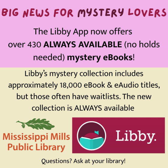 Graphic promoting Libby App at Mississippi Mills Public Library