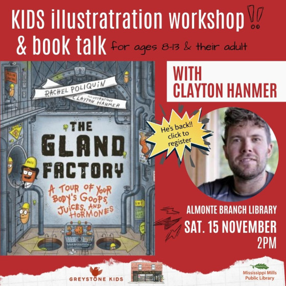 Graphic advertising kids illustration workshop and book talk at Mississippi Mills Public Library