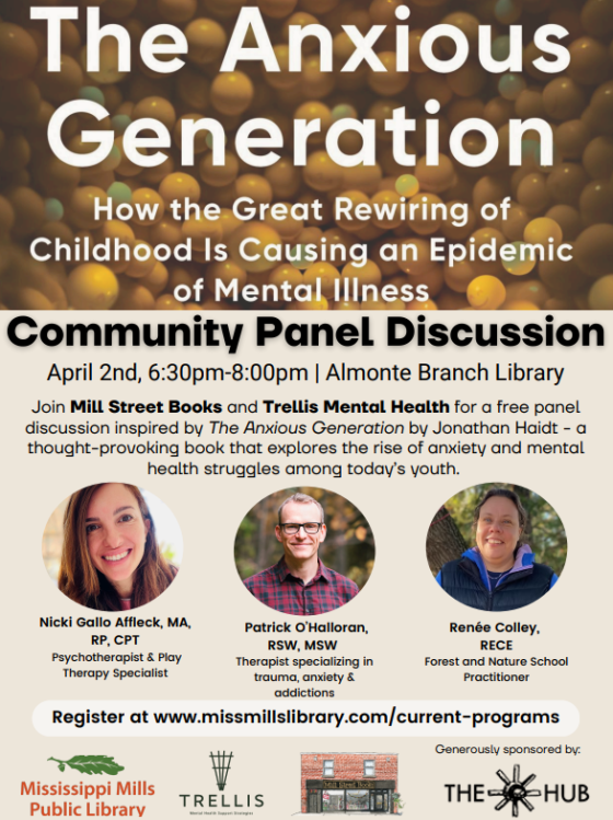 Poster advertising 'The Anxious Generation' community panel discussion