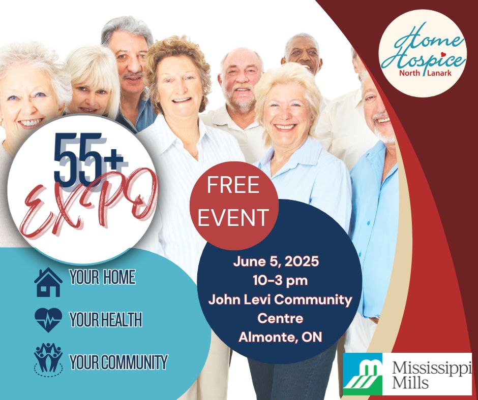 Graphic promoting 55+ Expo in Almonte on June 5, 2025