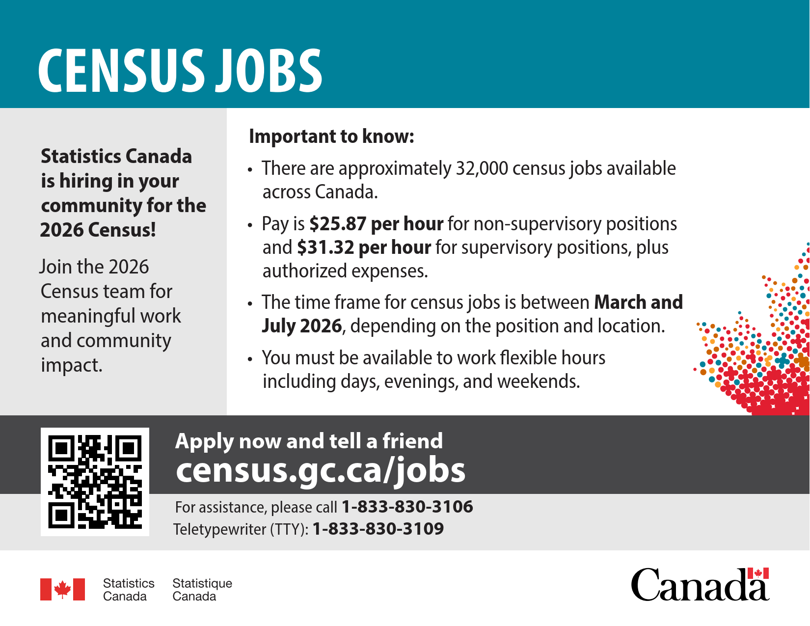 Graphic promoting 2026 Census jobs