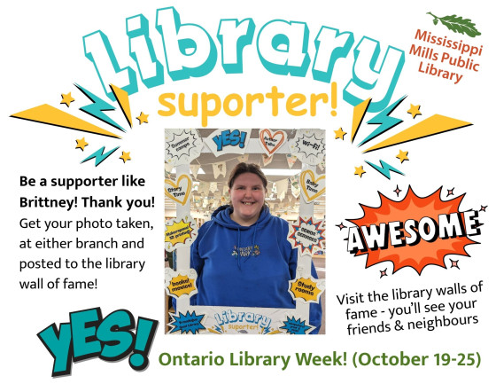 Graphic promoting Mississippi Mills Public Library supporter