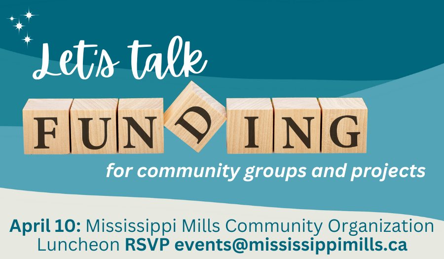 Graphic promoting Mississippi Mills Community Organization Luncheon