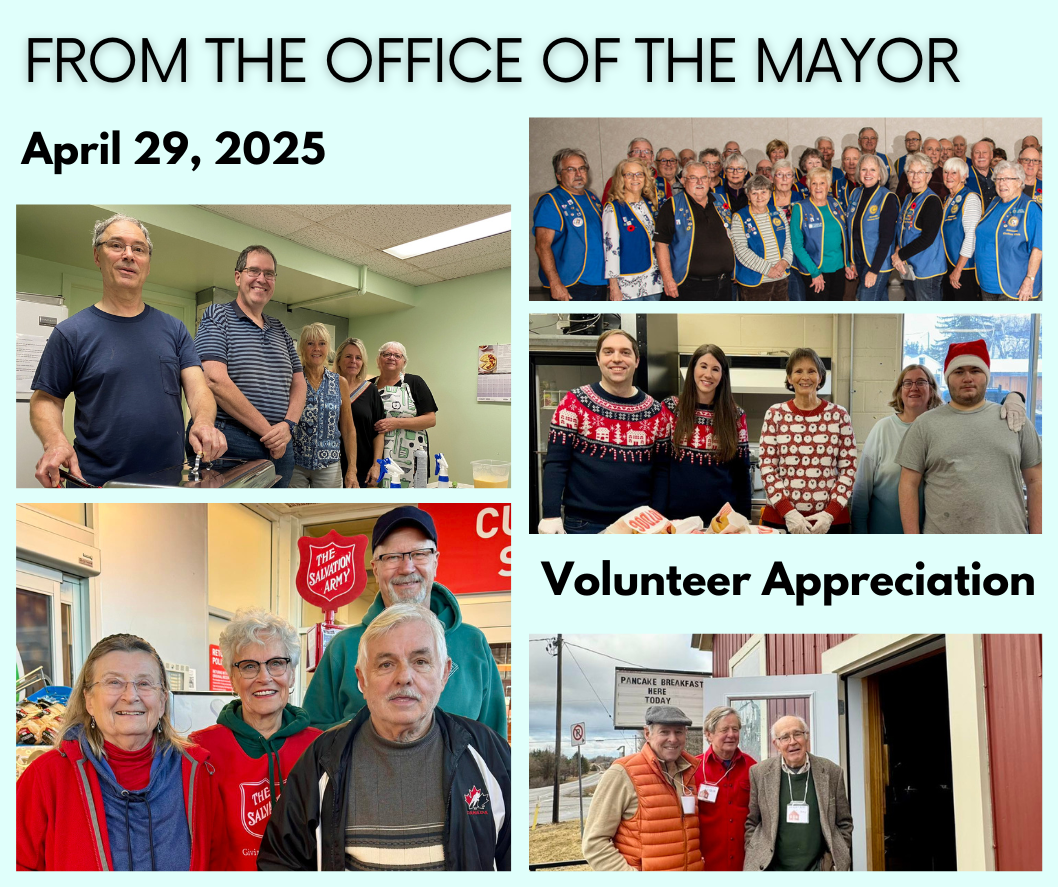 Graphic with collage of photos and the text 'From the Office of the Mayor - Volunteer Appreciation'
