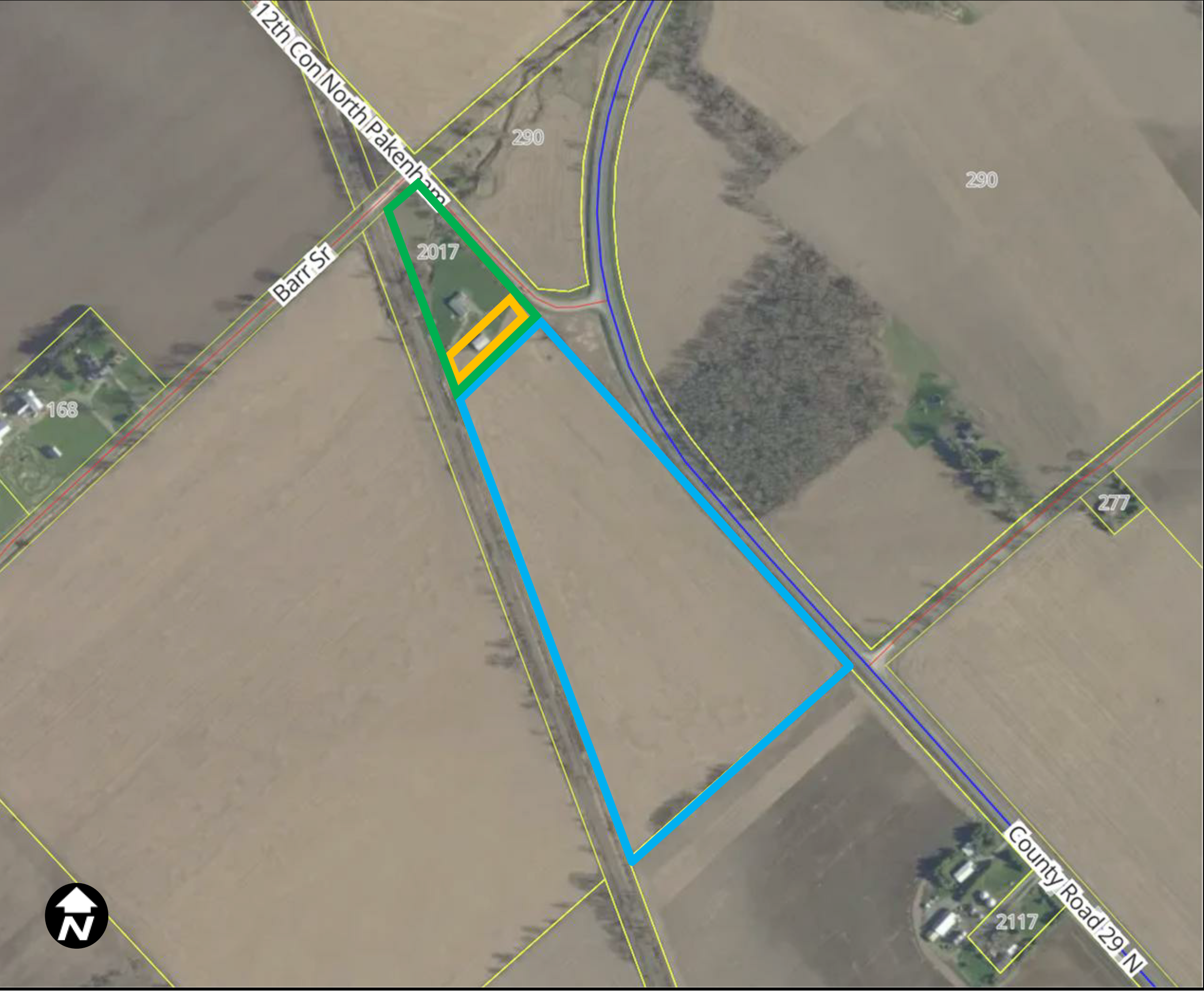 Satellite image of 2017 12th Concession North Pakenham, Municipality of Mississippi Mills