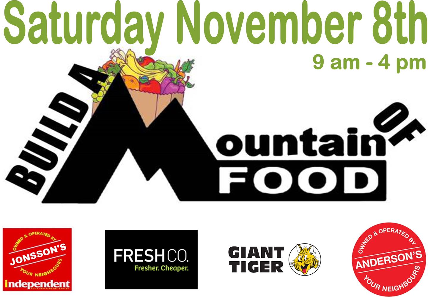 Graphic for Saturday, November 8 Food Blitz for Build a Mountain of Food 2025