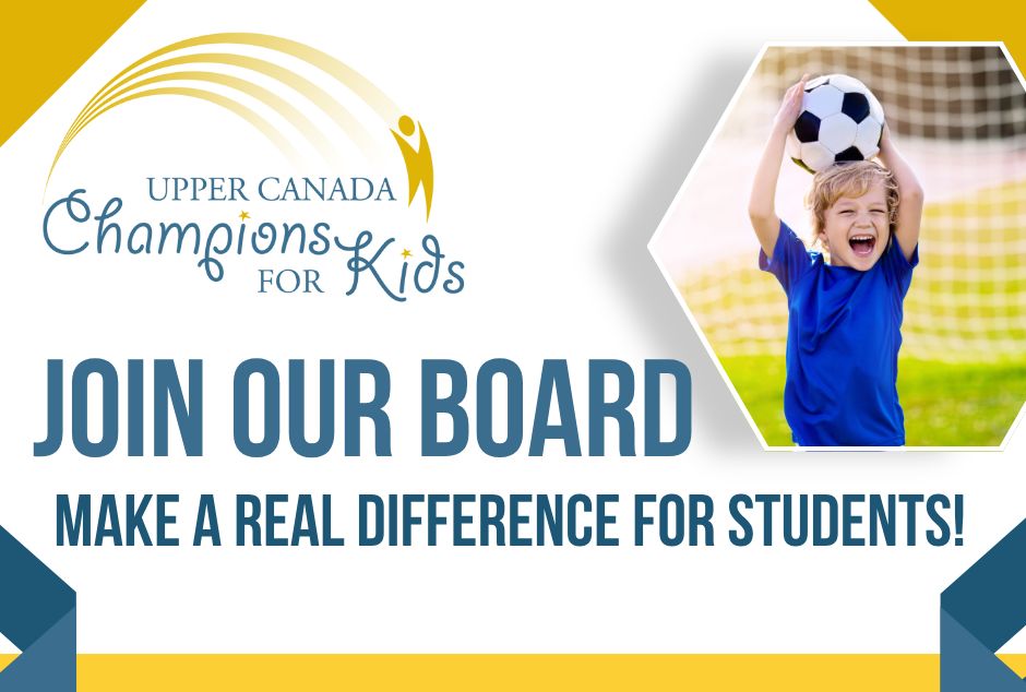 Graphic promoting Champions for Kids Foundation board members