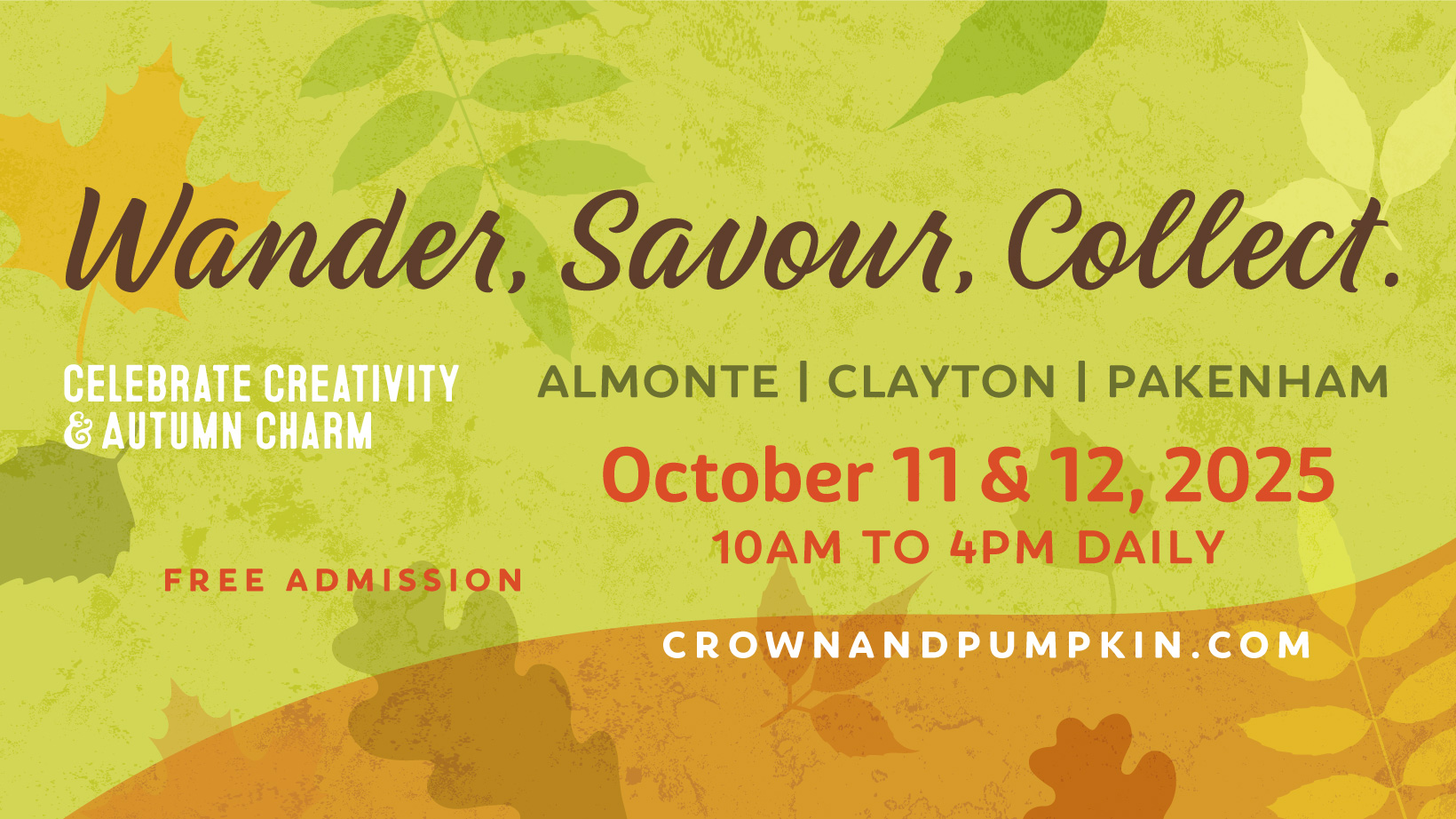Green and orange graphic promoting the 2025 Crown and Pumpkin Studio Tour