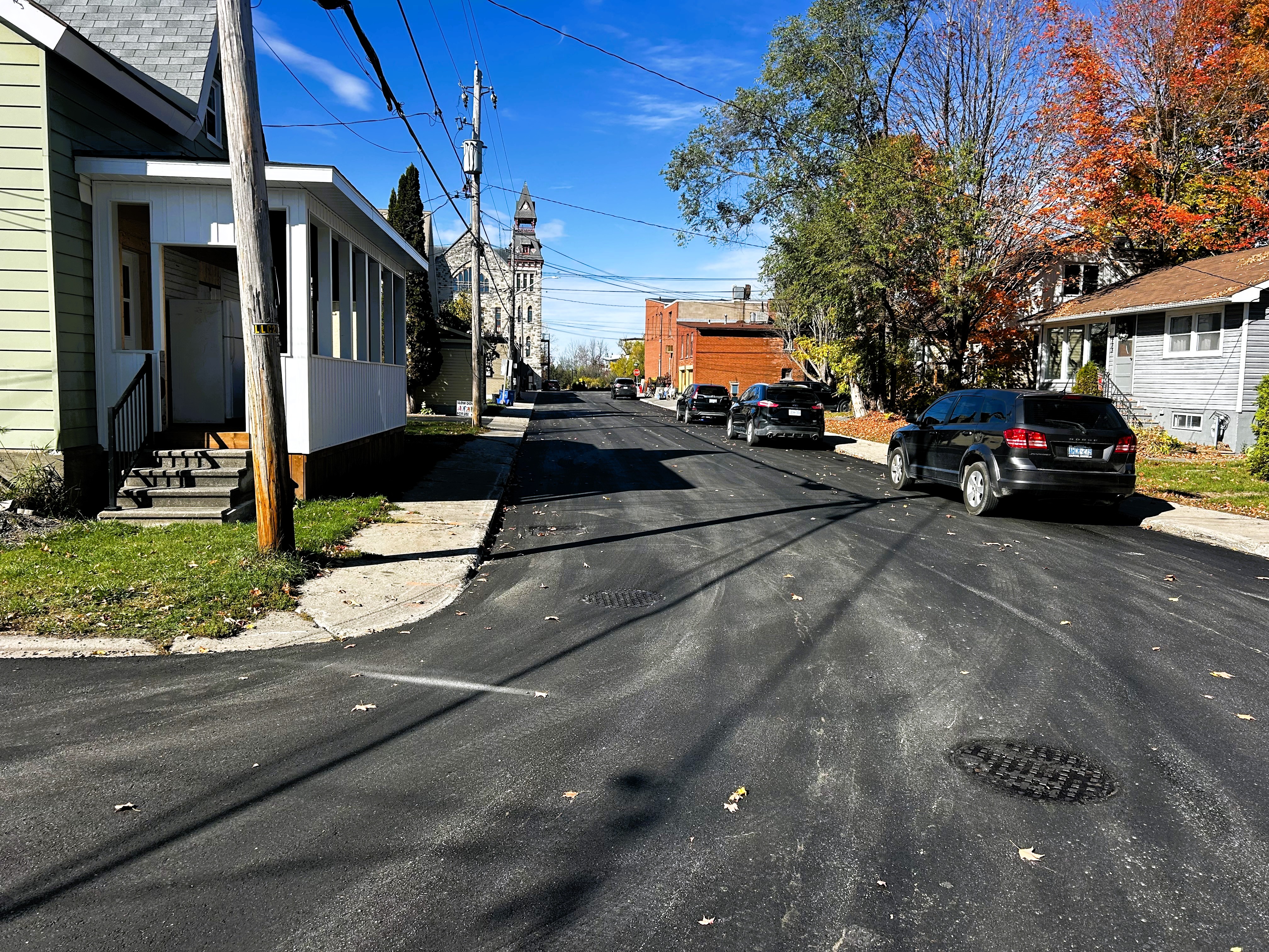 A recently paved neighbourhood street