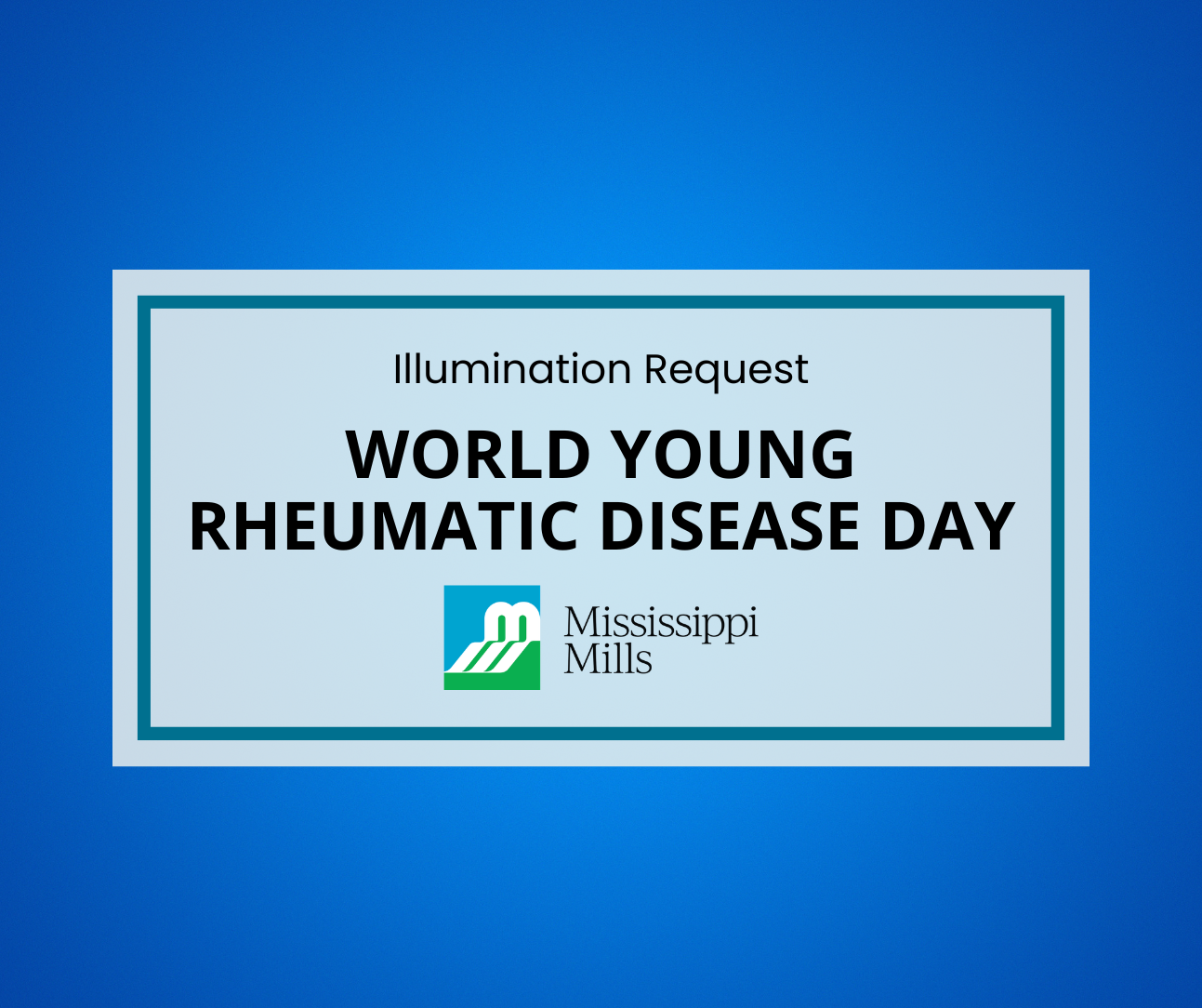 Blue background with the text 'Illumination Request - World Young Rheumatic Disease Day'