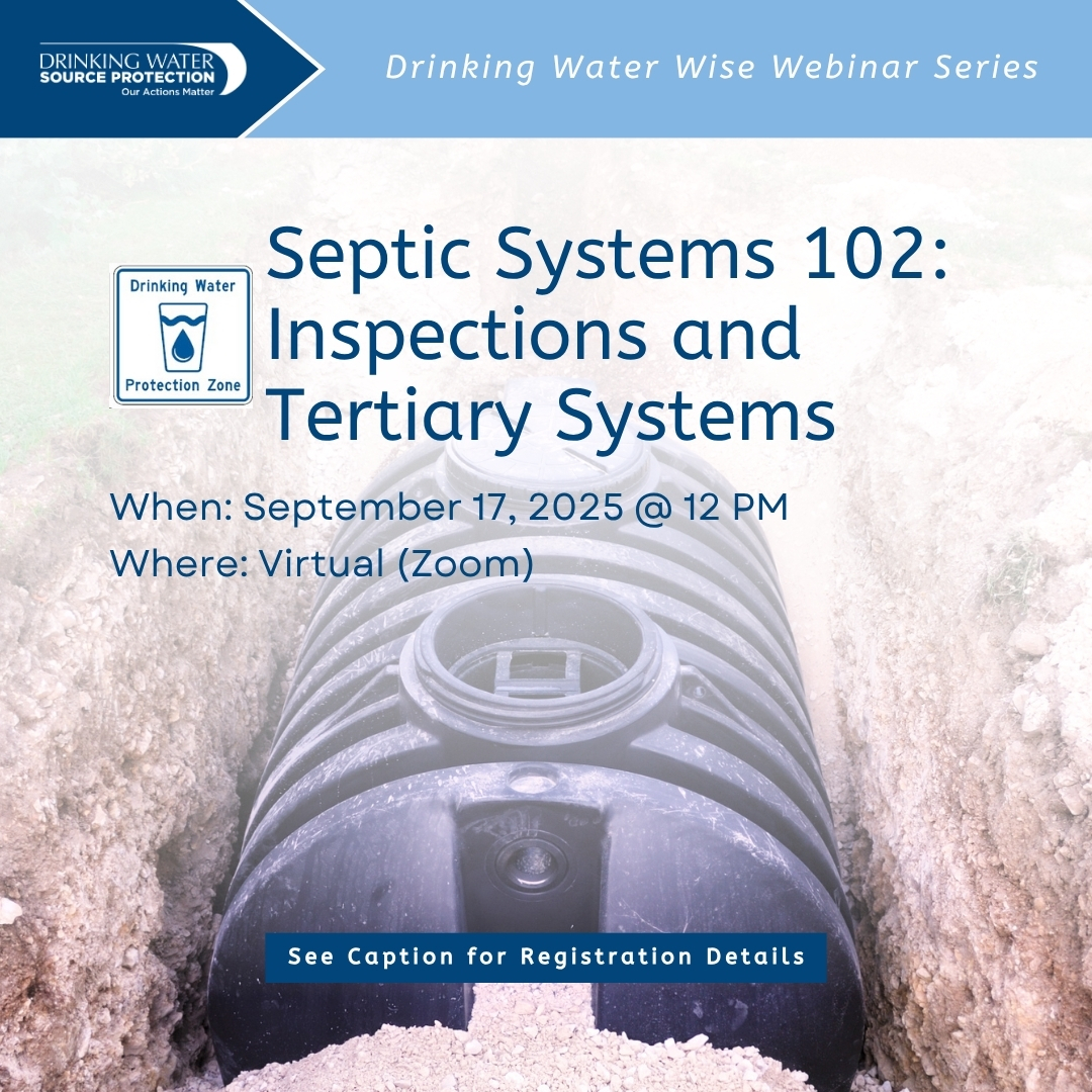 Graphic advertising Drinking Water Wise Webinar - Septic Systems 102: Inspections and Tertiary Systems