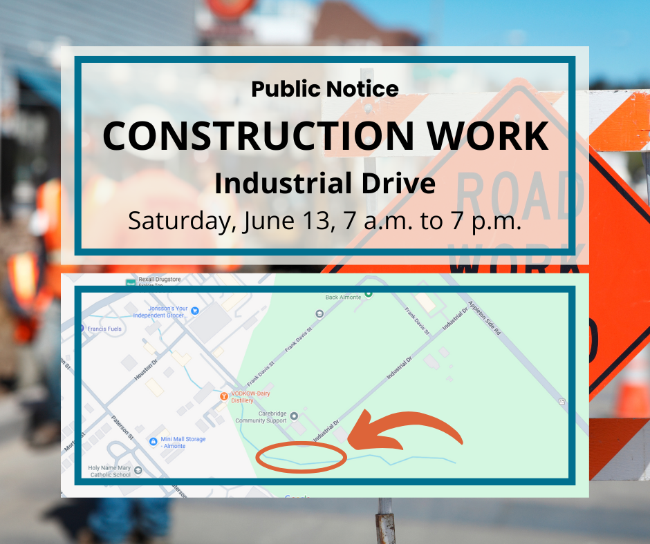 Construction notice with information from this webpage