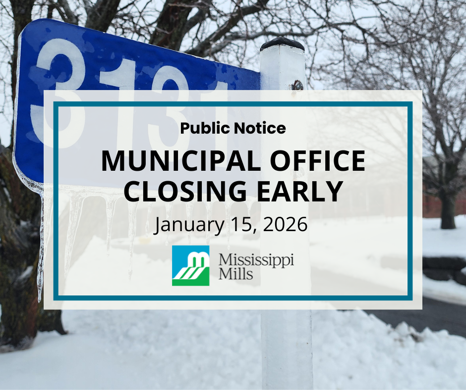 Graphic with text 'Municipal Office Closing Early'