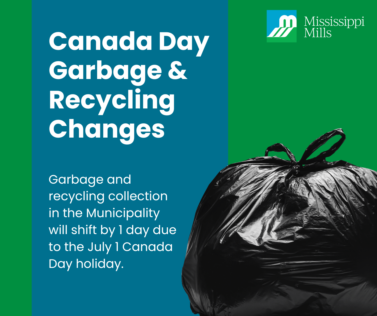 Canada Day garbage and recycling changes graphic