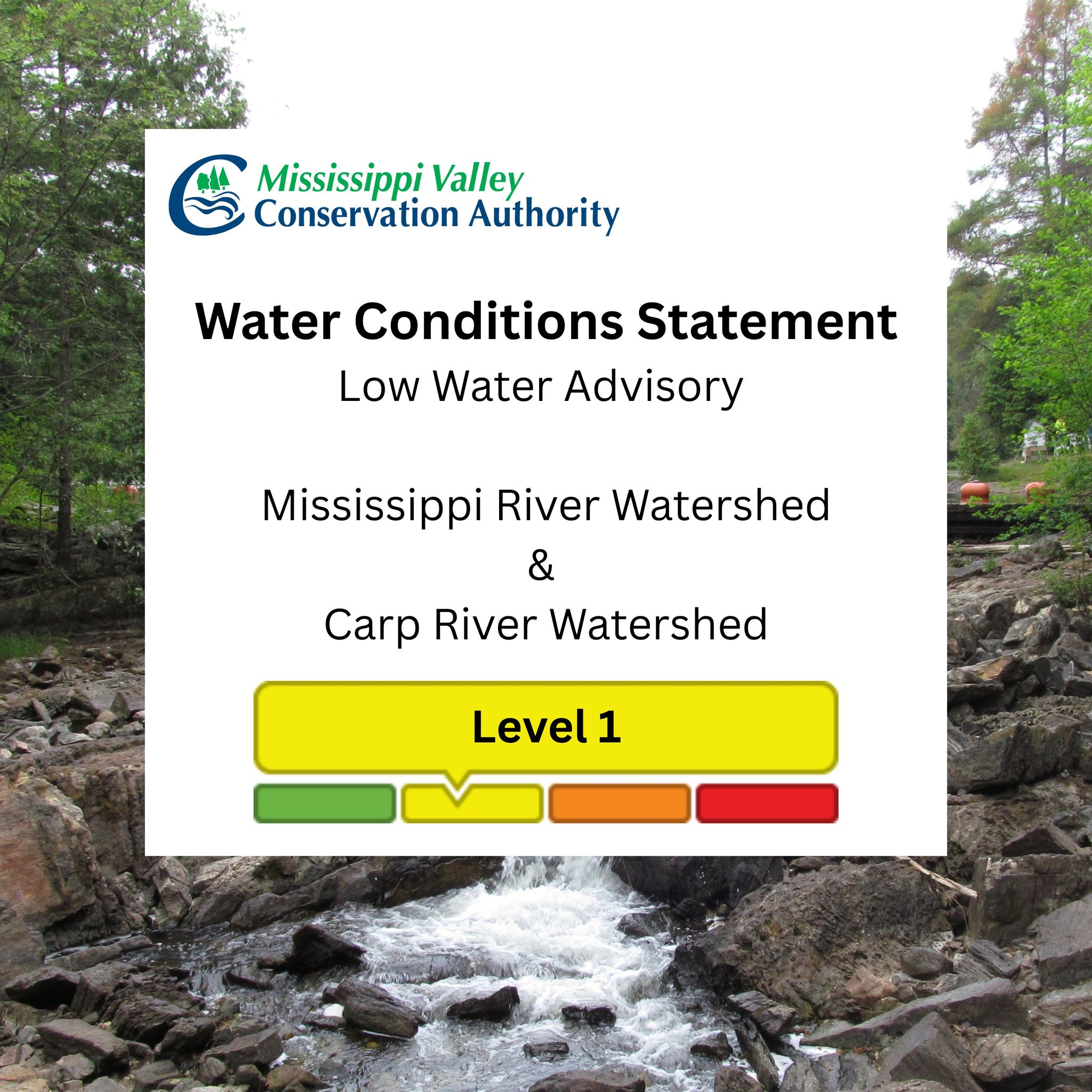 Graphic promoting Water Conditions Statement - Low Water Advisory