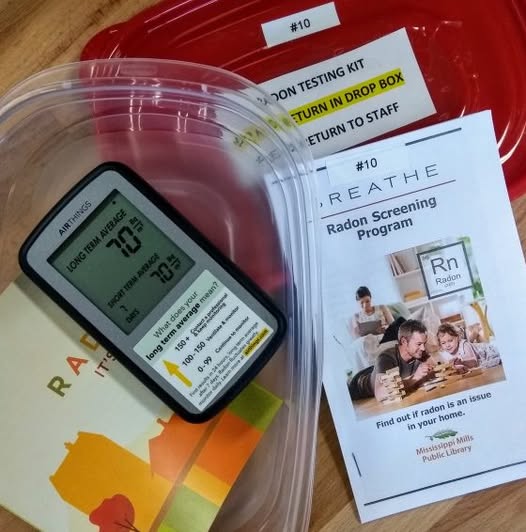 Photo of radon testing kit at Mississippi Mills Public Library