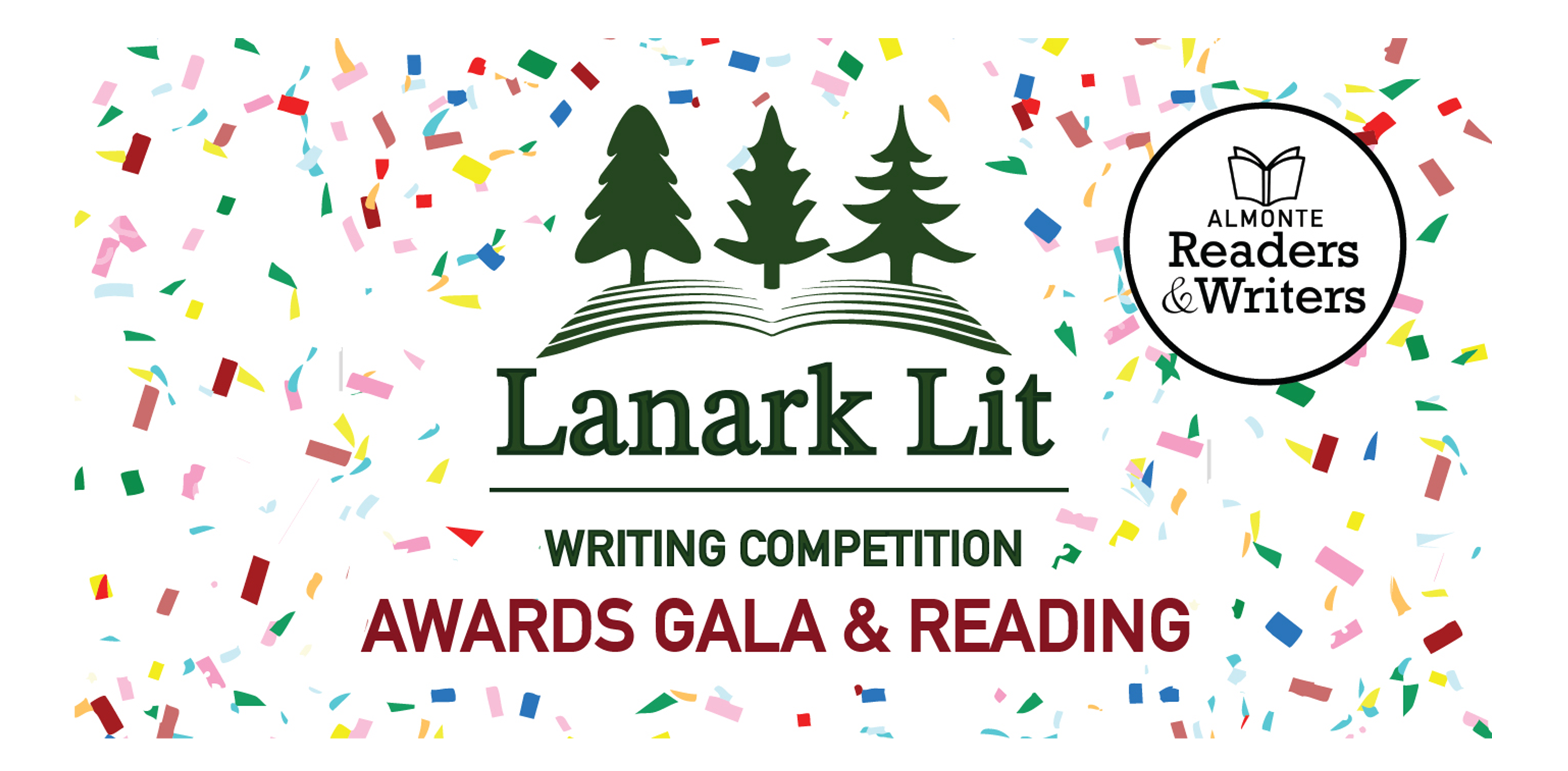 Graphic promoting Lanark Lit Writing Competition Awards Gala