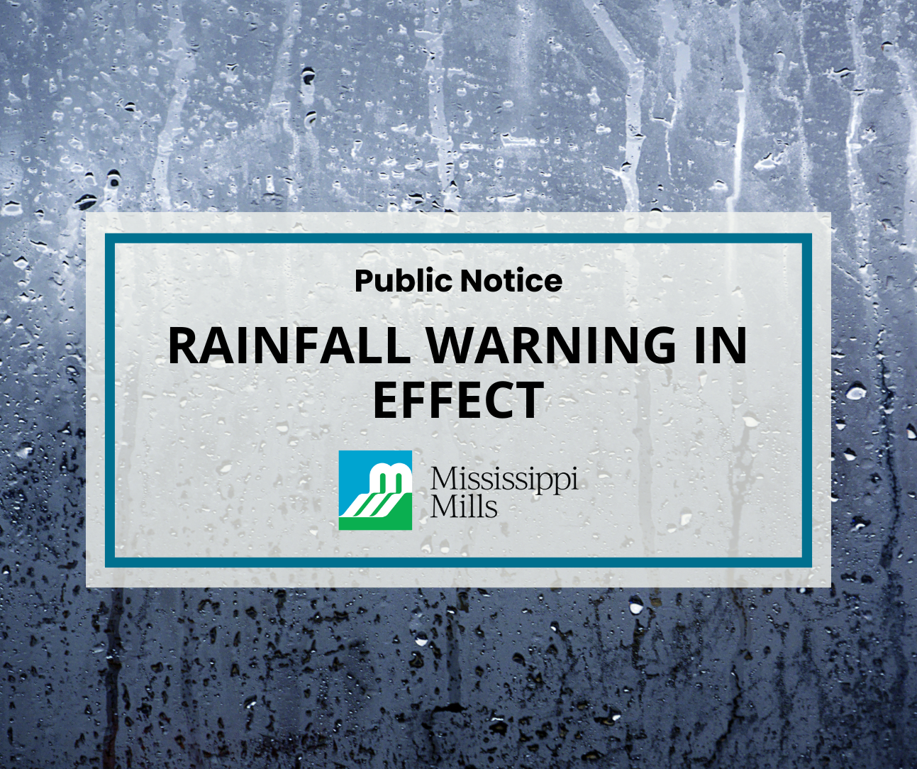 Graphic reading 'Rainfall Warning in Effect'