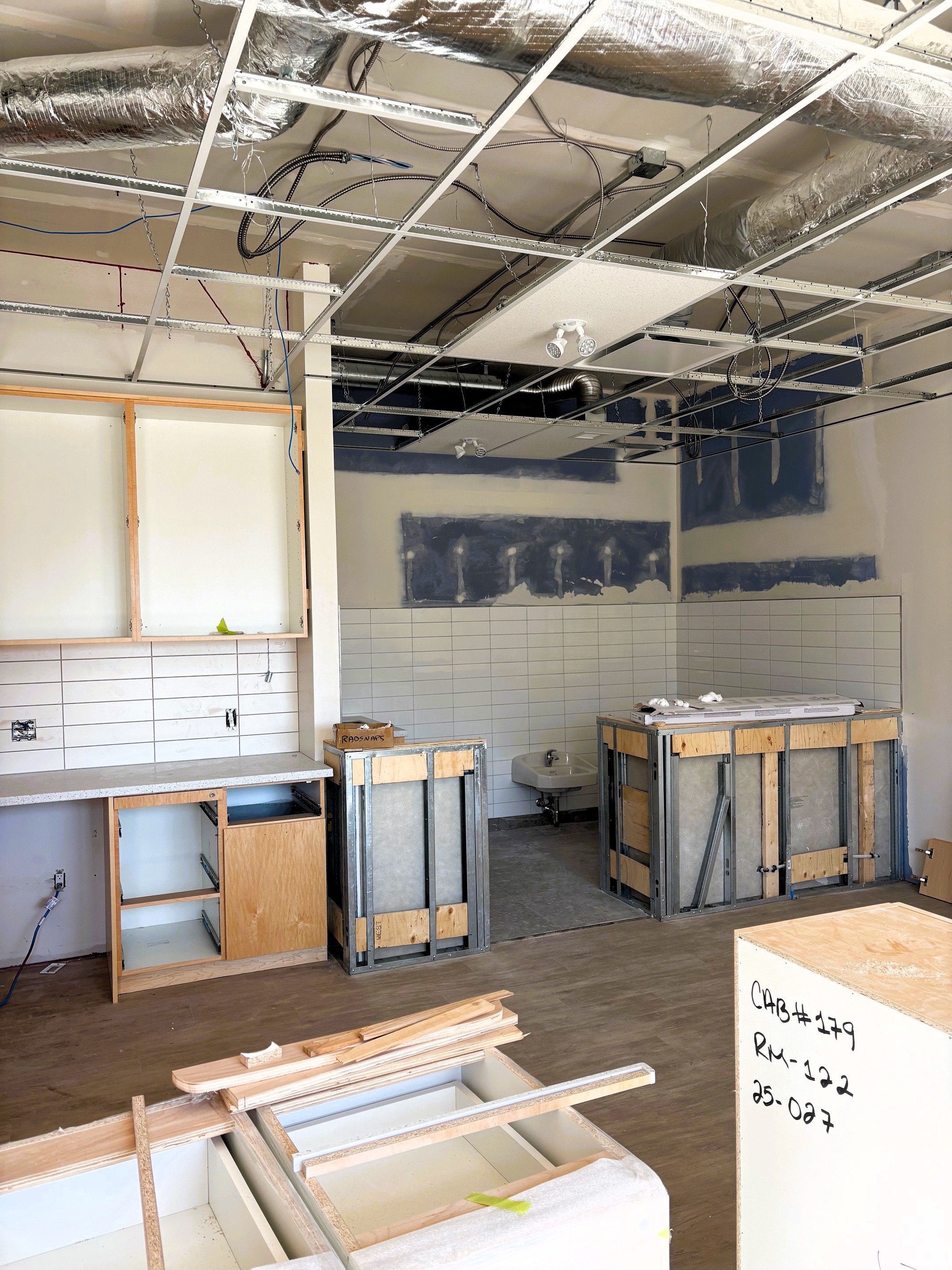 The interior of a room under construction